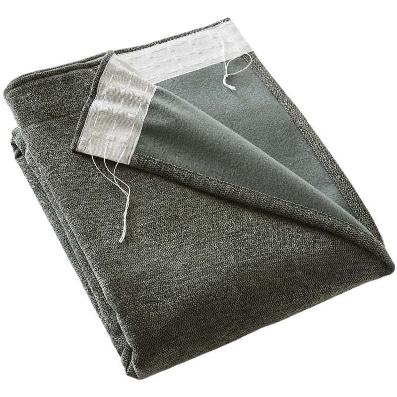 L'effet Papillon - Rideau galon fronceur occultant polaire 140 x 260 cm Bjornn romarin