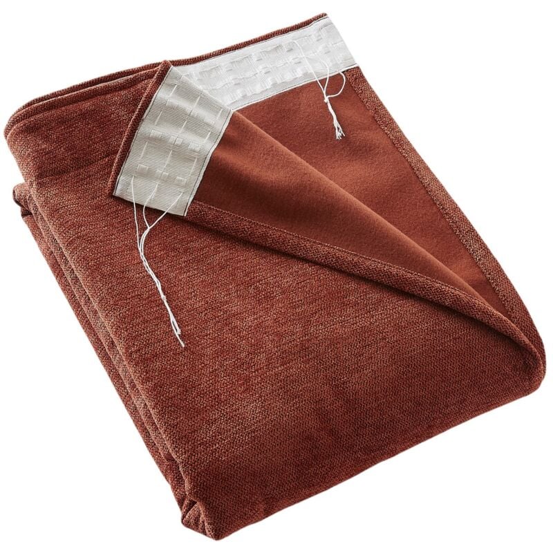 L'effet Papillon - Rideau galon fronceur occultant polaire 140 x 260 cm Bjornn terracotta