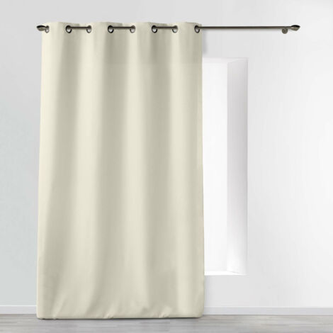 Rideau grande hauteur à œillets 140 x 280 cm – Polyester uni Essentiel Ecru