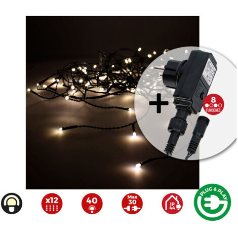 Rideau Icicle Avec Programmeur Easy-connect 2x0,5m 12 Bandes 40leds Blanc Chaleureux Edm