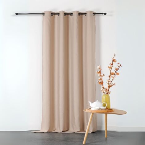 Rideau ignifugé en toile demi natté non feu M1 Ecru 135x240 cm