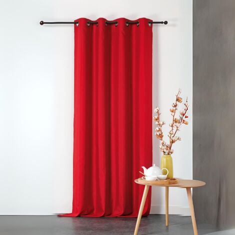 Rideau ignifugé en toile demi natté non feu M1 Rouge 135x240 cm