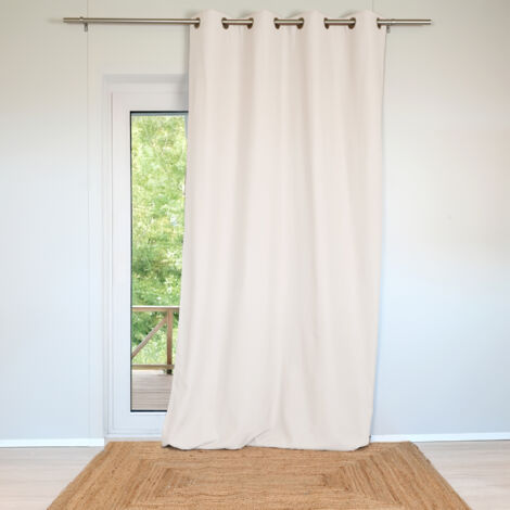 Rideau ignifugé M1 non feu demi-natté à œillets FR Naturel 300x260 cm