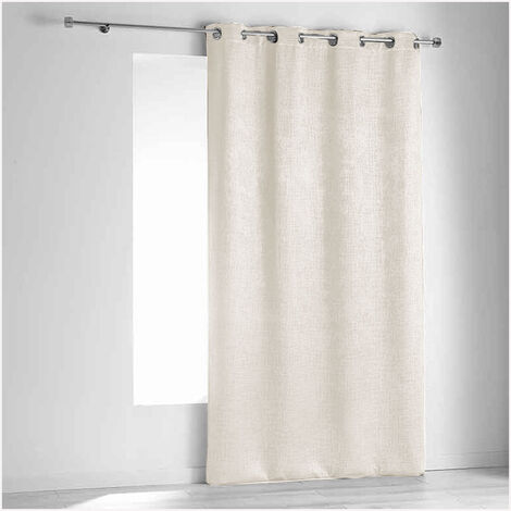 Rideau ignifugé non feu M1 en velours fiore Ecru 140x260 cm