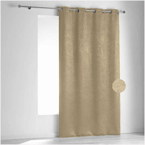 Rideau ignifugé non feu M1 en velours fiore Naturel 240x260 cm