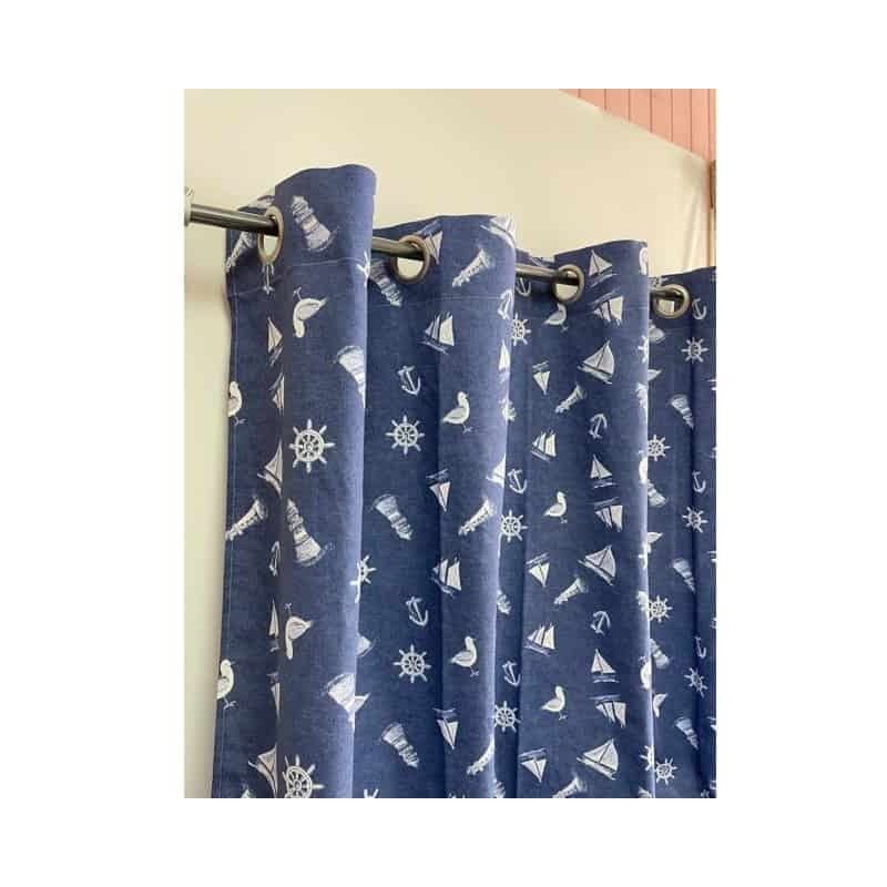 Rideau imprimé bleu esprit de la mer - 150x260cm - Bleu
