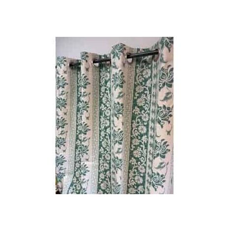 Rideau imprimé céladon ambiance jardin - 140x250cm - Céladon