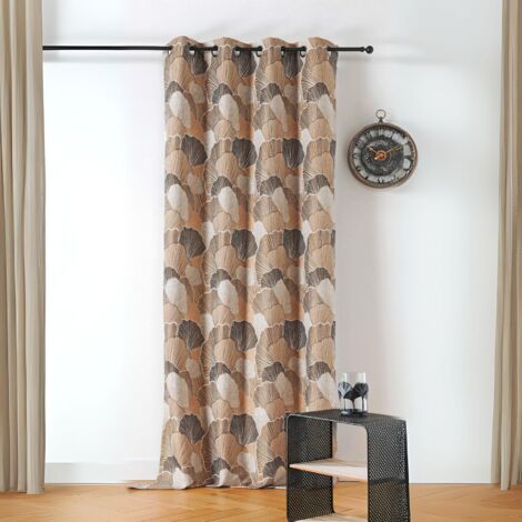 Rideau imprimé feuilles de Ginko Cuivre 135x240 cm