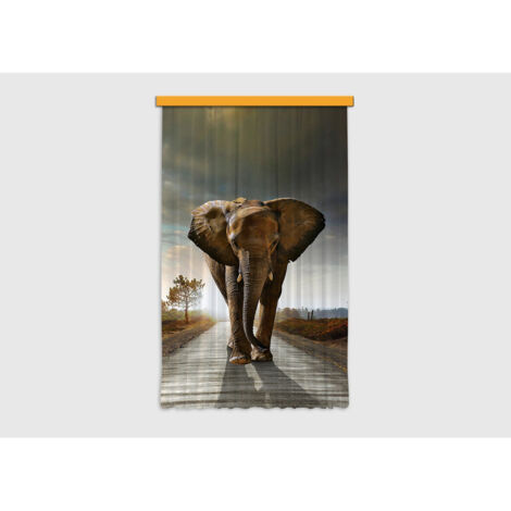 Rideau imprimé Grand éléphant de face 140x245 cm, 1 pièce