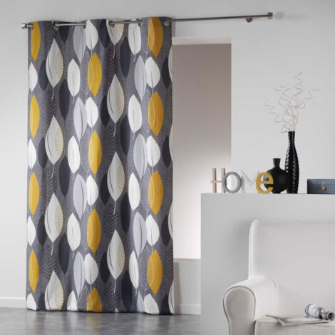 Rideau Imprimé "Leafy" 140x240cm Jaune