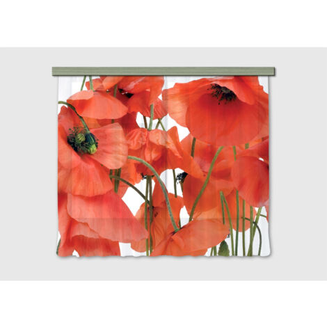 Rideau imprimés fleurs de coquelicot en gros plan 180x160 cm, 2 pièces