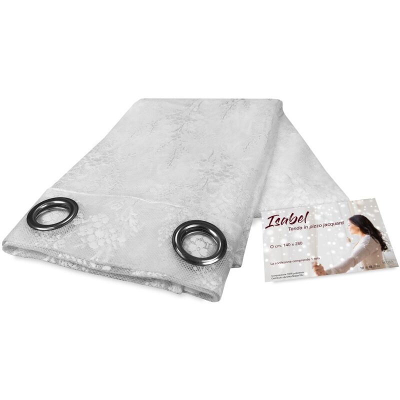 RIDEAU ISABEL blanc cm. 140X280 EMBALLÉS dans de la DENTELLE jacquard