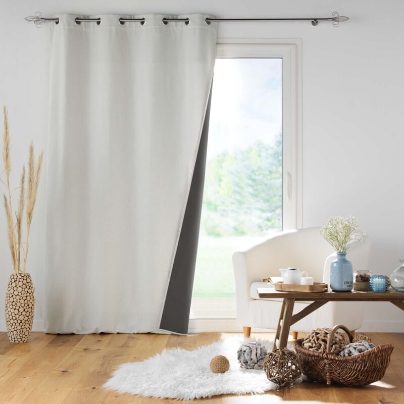 Homemaison - Rideau à oeillets 140 x 260 cm doublé polaire isolant Jupiter Naturel