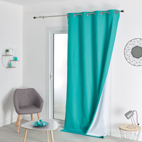 Rideau Isolant Thermique épais et ouatiné Bleu azur 140x260 cm
