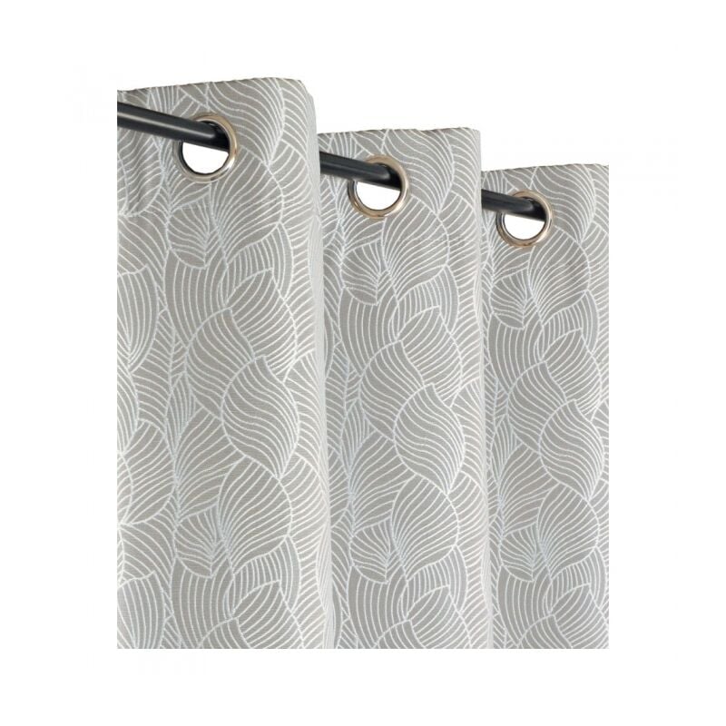 Atout Ciel - Rideau isolant thermique jacquard gris clair, 135x240cm - installation facile