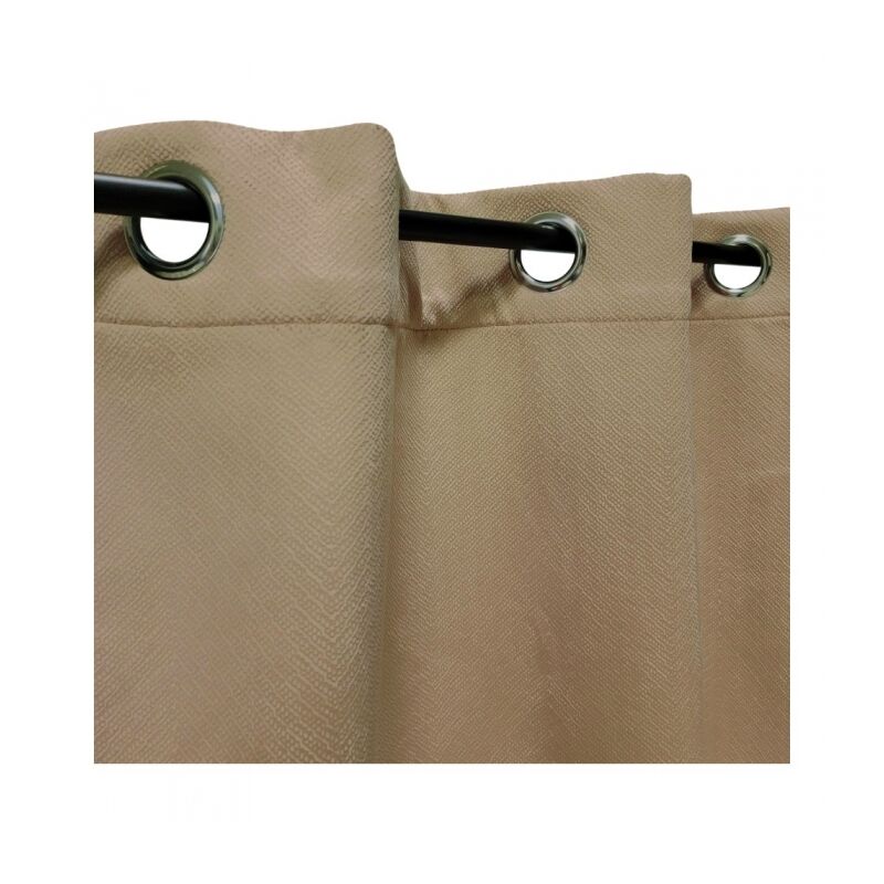 Homemaison - Rideau thermique à œillets, velours frappé taupe, 140x240cm doublure polaire - facile à installer, Atout Ciel