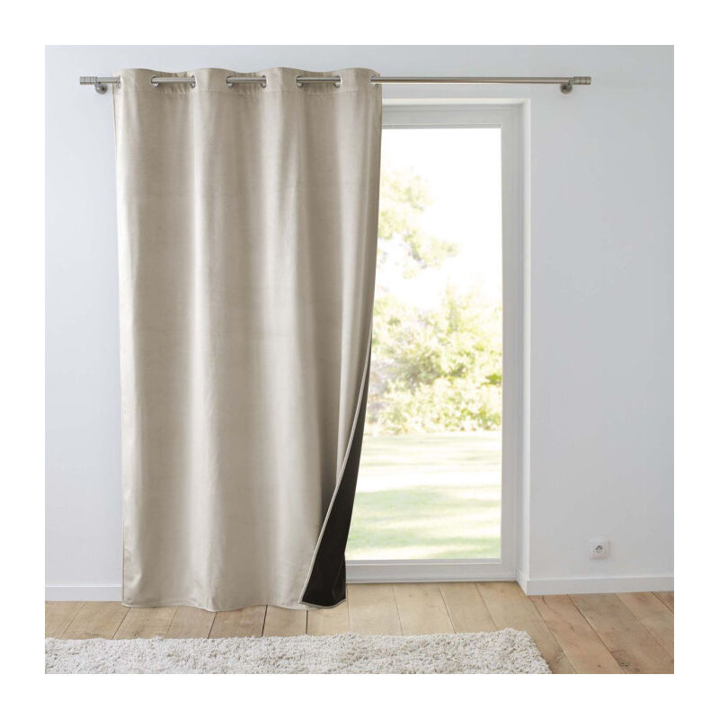 Rideau Isolant Velours 'Polarchic' 140x260cm Sable