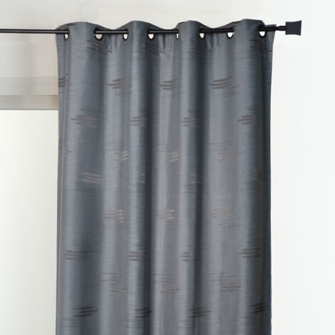 Rideau jacquard à formes géométriques et œillets Gris anthracite 140x260 cm