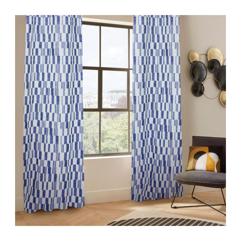 Rideau Jacquard à Œillets 'Leyna' 140x260cm Bleu Indigo