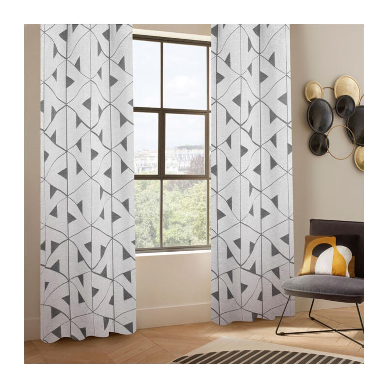 Rideau Jacquard à Œillets 'Maloe' 140x260cm Gris