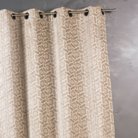 Rideau jacquard à imprimés design Beige 140x260 cm