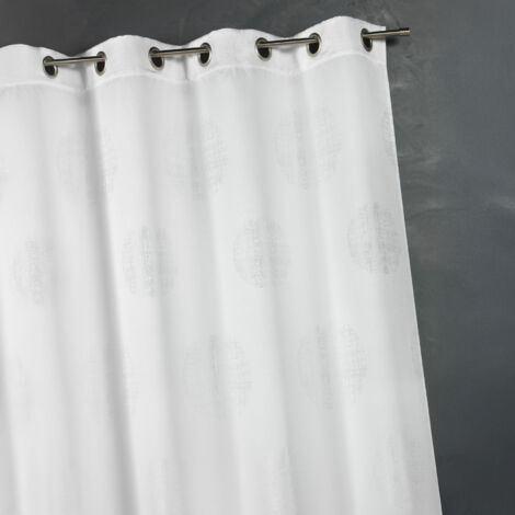 Rideau jacquard à motifs ronds chinés Blanc 140x260 cm
