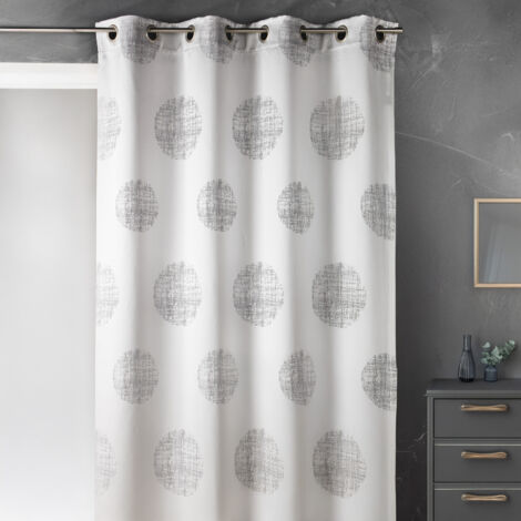 Rideau jacquard à motifs ronds chinés Gris clair 140x260 cm
