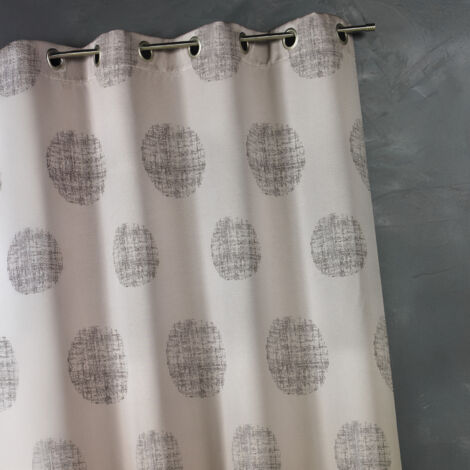 Rideau jacquard à motifs ronds chinés Taupe 140x260 cm