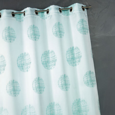 Rideau jacquard à motifs ronds chinés Turquoise 140x260 cm