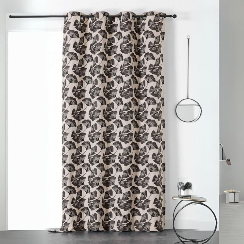 Rideau jacquard Biloba Gris clair 140x240 cm