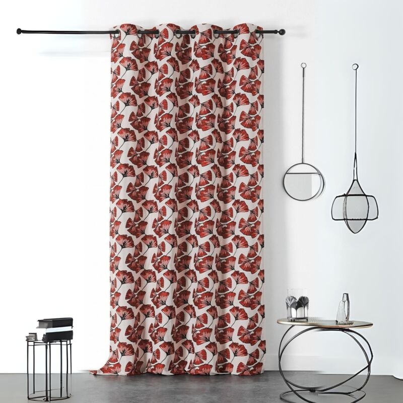 Rideau jacquard Biloba Rouge 140x240 cm
