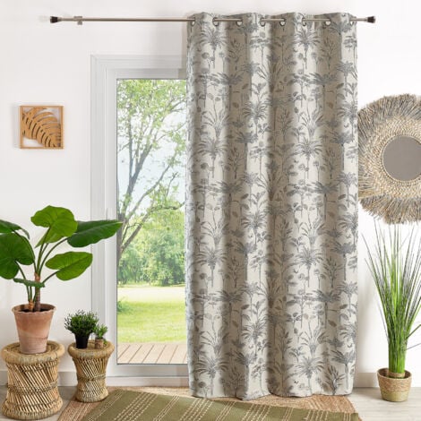 Rideau Jacquard exotique motif palmier Lin 140x260 cm