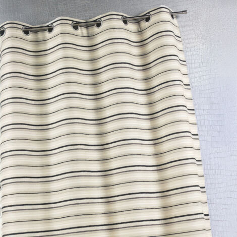 Rideau jacquard isolant à fines rayures Gris clair 140x260 cm