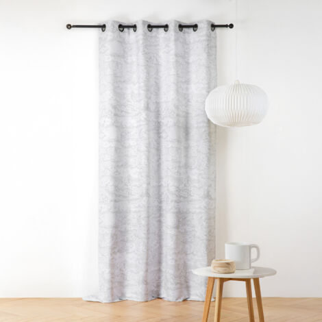 Rideau jacquard motif nuage à oeillets Gris 140x240 cm