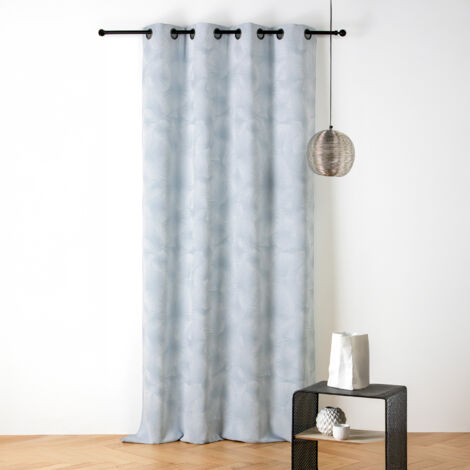 Rideau jacquard motif soleil à oeillets Bleu ciel 140x260 cm