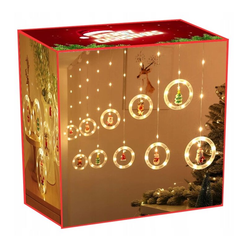 Rideau Léger Avec Figurines Guirlande De Noël Pour La Fenêtre, Balcon Extérieur