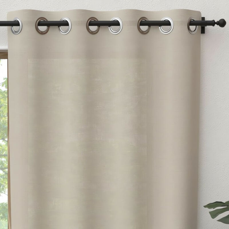 Soleil D Ocre - Rideau à oeillets pur coton 135x300 cm panama lin, par Soleil d'Ocre