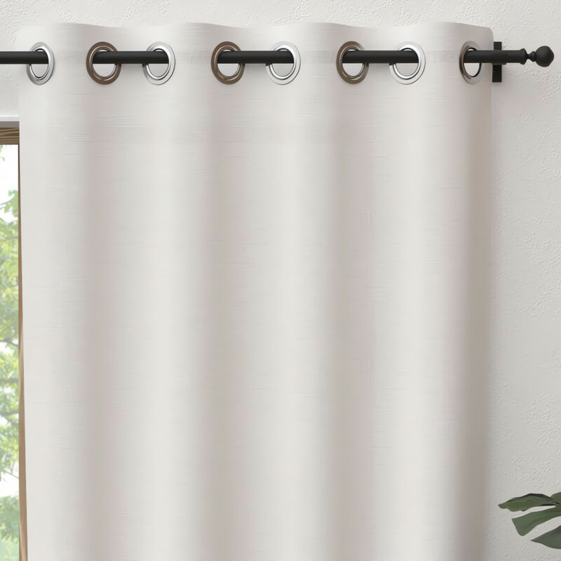 Soleil D Ocre - Rideau à oeillets pur coton 135x300 cm panama blanc, par Soleil d'Ocre