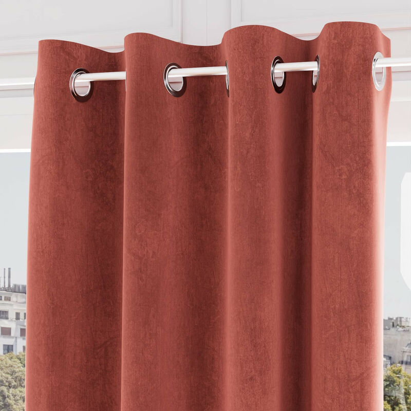Rideau oeillets en velours velvet terracotta, par Soleil d'Ocre