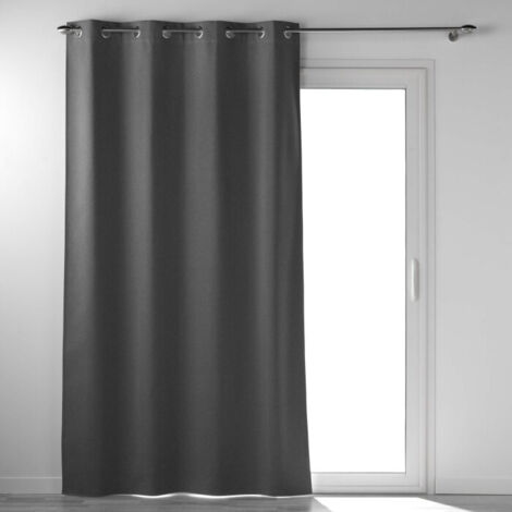Rideau Lourd a oeillets 135 x 260 cm 100% occultant/chambray Occultiss Anthracite