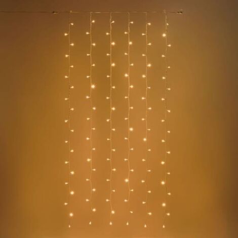 Rideau lumineux 1X2M 120 LED ambré prolongeable câble blanc 31V IP44 SMART Connect  Lotti