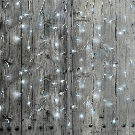 Rideau lumineux 360LED IP44 6M, 8 modes avec timer - câble transparent - Blanc Froid  - SILUMEN