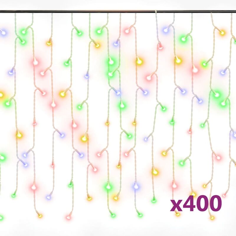 Rideau lumineux à glaçons LED 10m 400LED Multicolore 8fonctions CFW696457