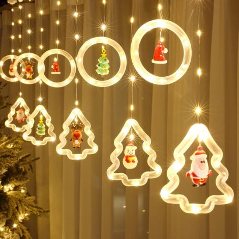 Rideau lumineux de Noël pour chambre à coucher, LED étoiles de Noël avec télécommande et minuterie, 8 modes d'éclairage et fonction, pour Noël, décoration intérieure et extérieure, 3m