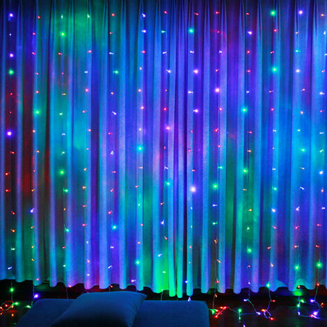 Rideau lumineux de porte 180LED IP44 90x180cm, 8 modes + timer - câble transparent - MultiCouleur - SILUMEN