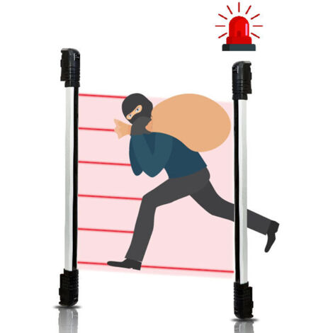 ANPVIZ Rideau lumineux de sécurité capteur d'écran lumineux infrarouge grille de sécurité fréquence variable avec alarme 8-33 V DC 10 m/32,81 pieds