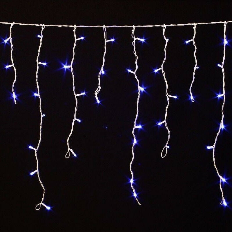 Guirlande 240 LED tombée de neige bleu fil transparent