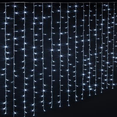 Rideau lumineux extérieur 300 LED blanc froid - Dim : L.150 x l.0,5 x H.200 cm -PEGANE-