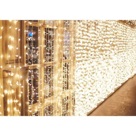 Rideau Lumineux Exterieur, 600 LED 6m3m Guirlande 8 Modes de Fonctionnement Lumière de Rideau pour Décoration Chambre Mariage Noël Soirée Fête Blanc Chaud