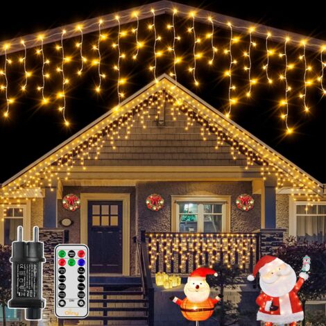 Rideau Lumineux Extérieure 12m, 486 LED Rideau Lumineux avec Télécommande et Minuterie Électricité 8 Modes Lumières de Noël Extérieur pour Noël Nouvel An Balcon
